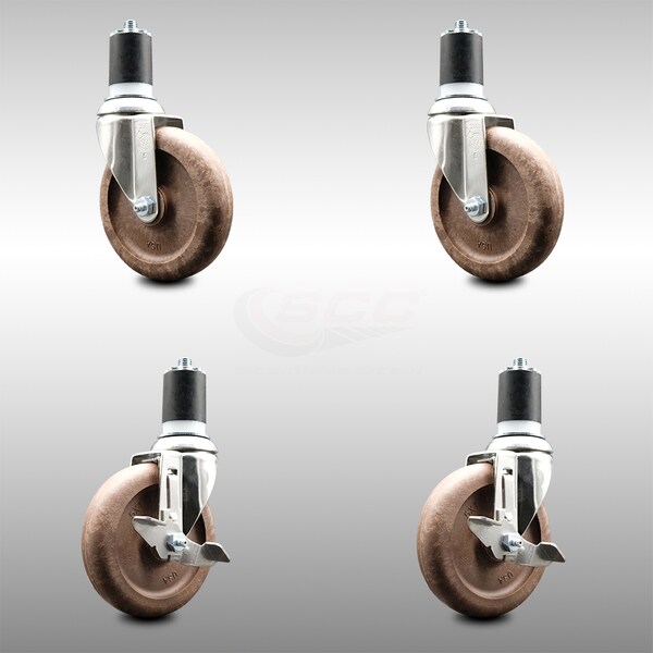 Service Caster 5 Inch 316SS High Temp Glass Filled Nylon 1-7/8 Inch Stem Caster Brake SCC, 2PK SCC-SS316EX20S514-GFNSHT-2-TLB-2-178 - main